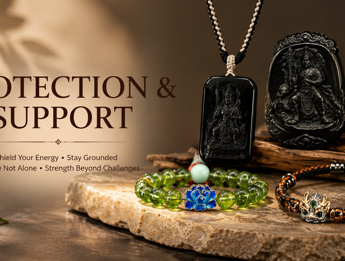 Protection jewelry with Olive Jade bracelet and spiritual pendant