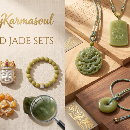 Jade jewelry set with Olive Jade bracelet and pendant gift