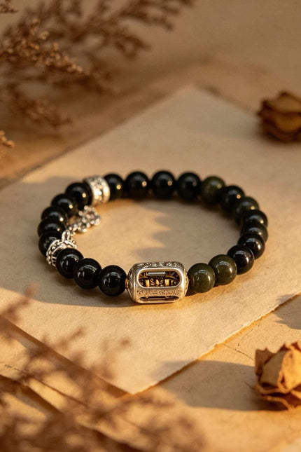Black Jade Prayer Wheel Protection Bracelet-Karmasoul