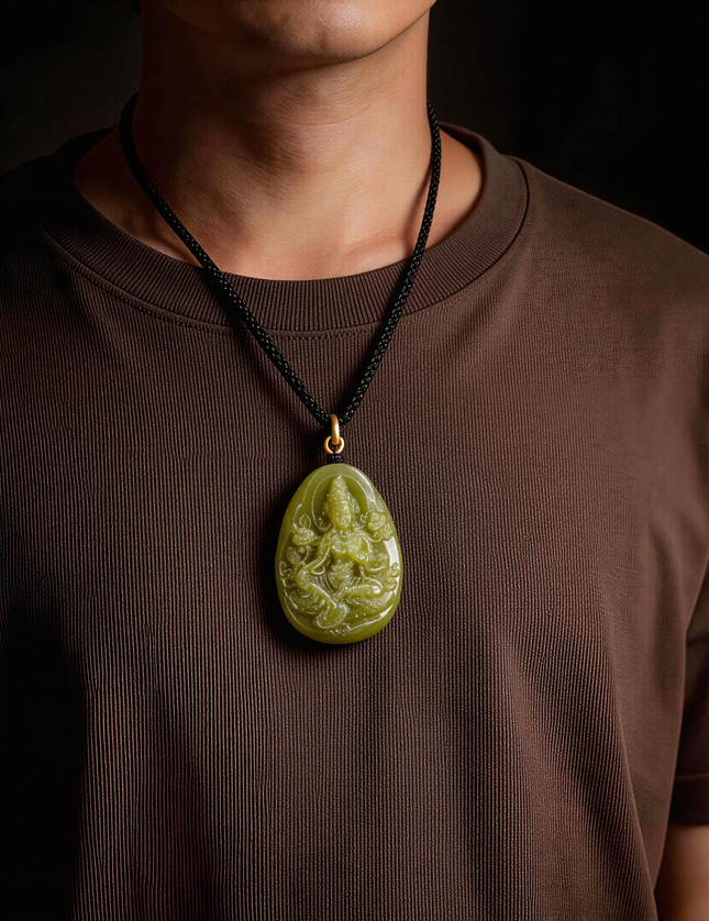 Green Tara Healing Jade Pendant-Karmasoul