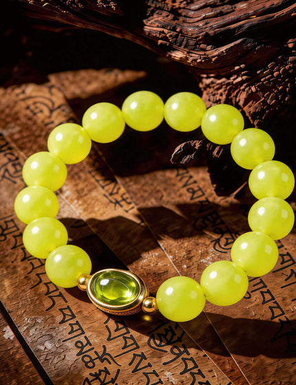 Peridot & Olive Jade Ingot Bracelet
