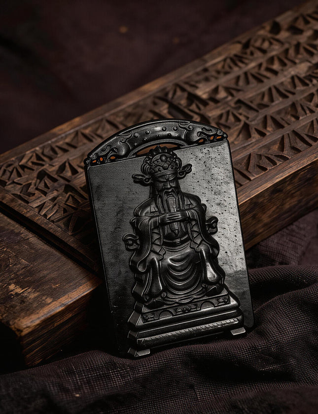 Wealth Guardian Black Jade Pendant-Karmasoul