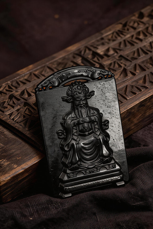Wealth Guardian Black Jade Pendant-Karmasoul