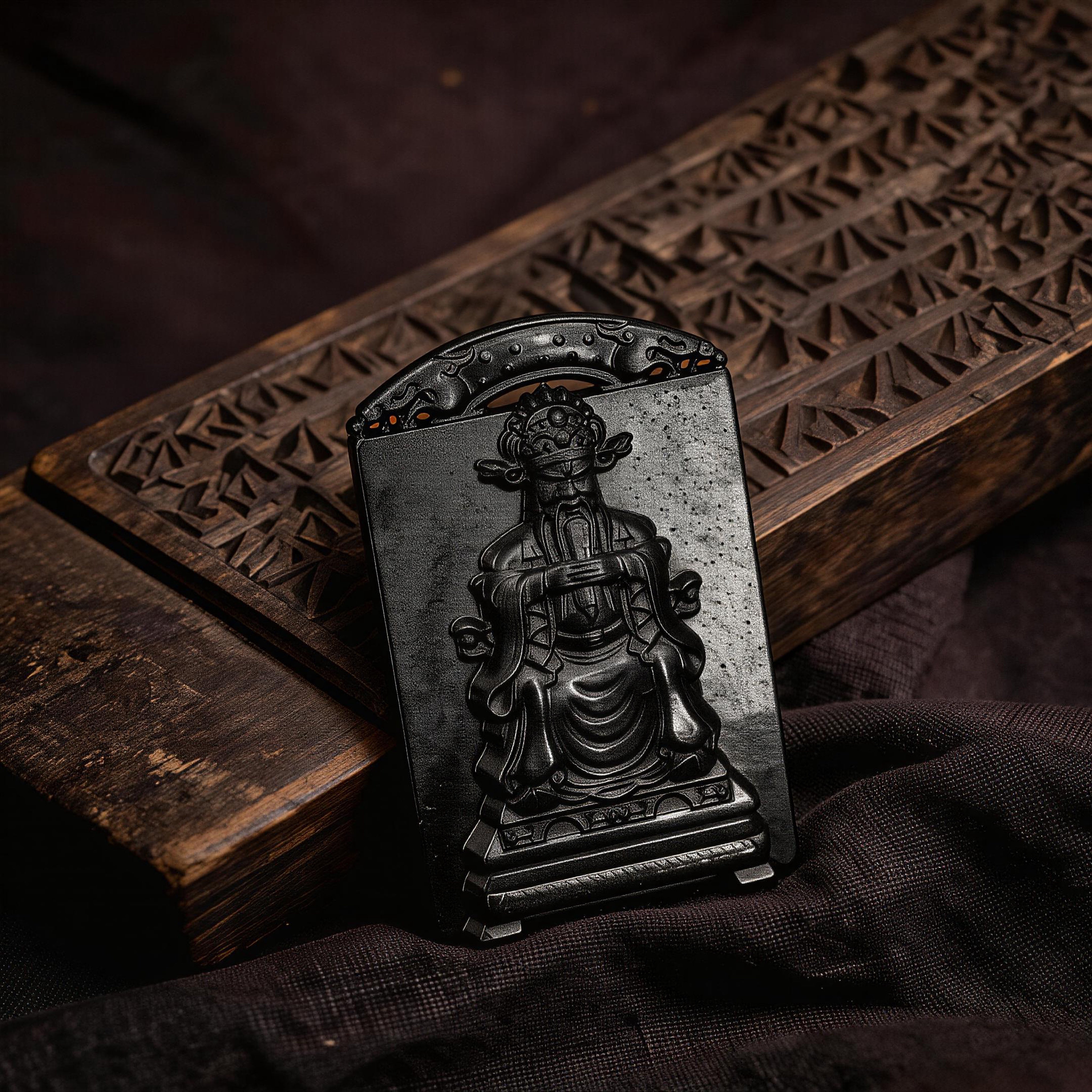 Wealth Guardian Black Jade Pendant-Karmasoul