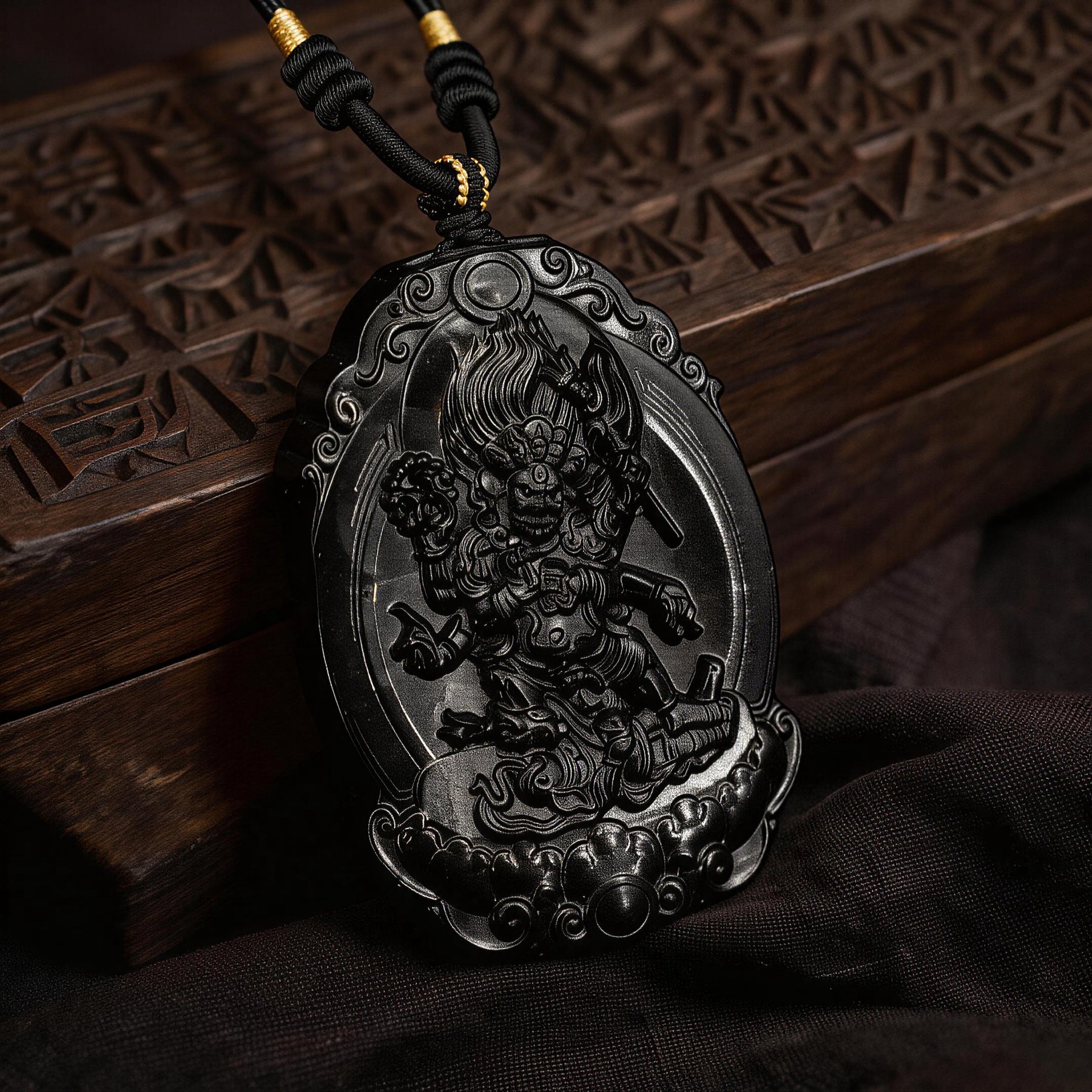 Six-Armed Mahakala Black Jade Pendant-Karmasoul