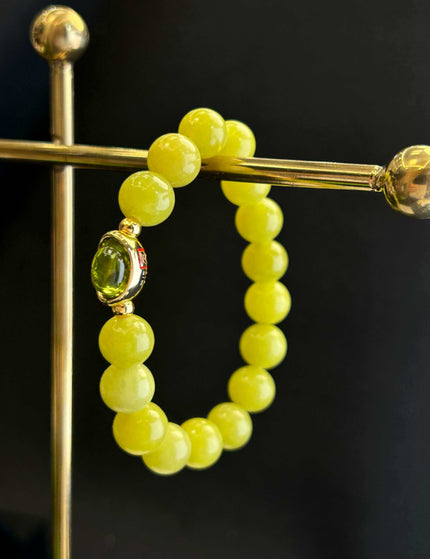 Peridot & Olive Jade Ingot Bracelet