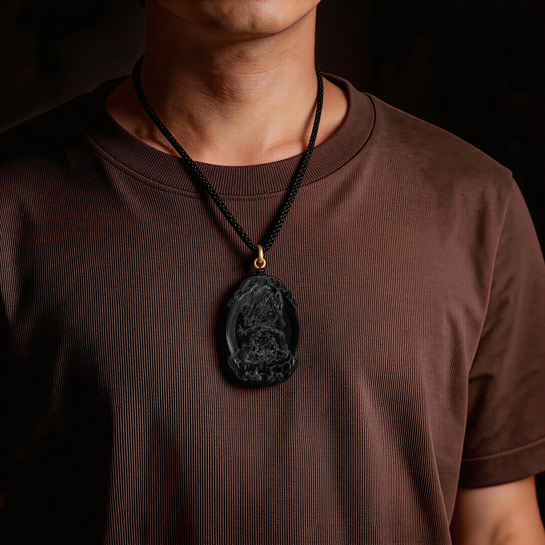 Six-Armed Mahakala Black Jade Pendant-Karmasoul