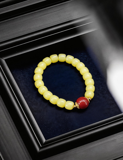 Red Agate & Jade Beaded Bracelet