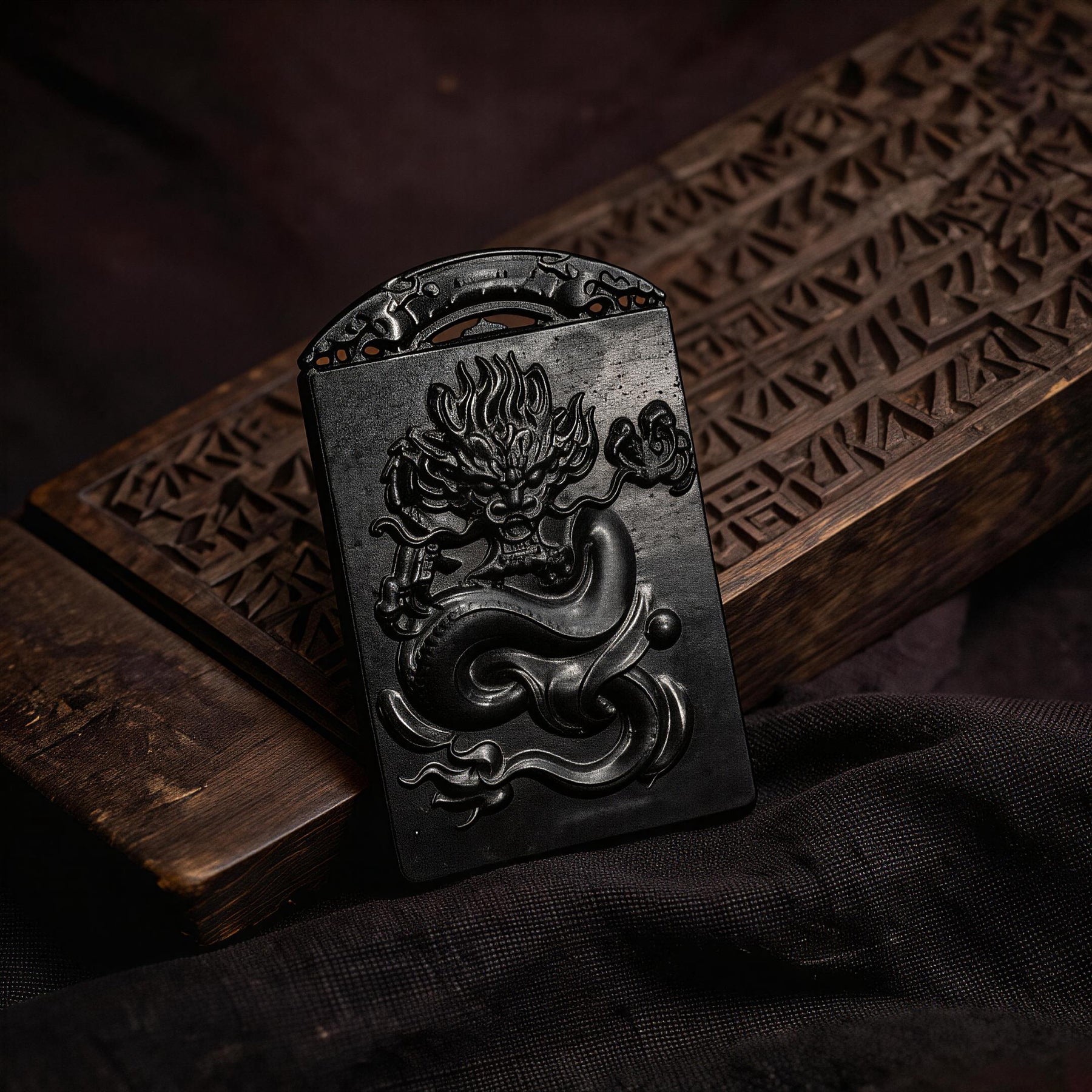 Wealth Guardian Black Jade Pendant-Karmasoul