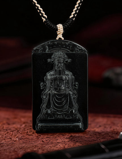 Wealth Guardian Black Jade Pendant