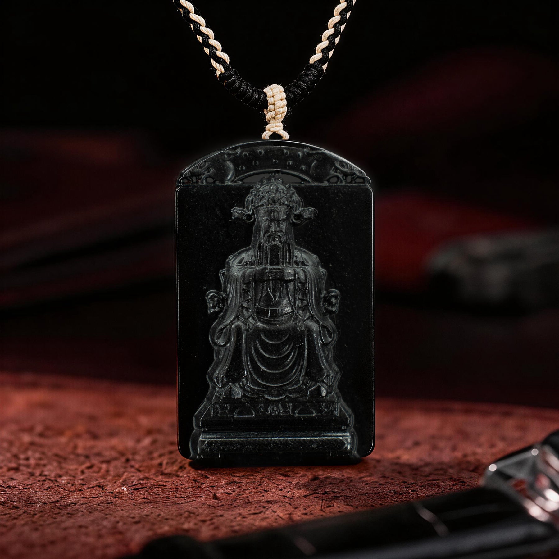 Wealth Guardian Black Jade Pendant-Karmasoul