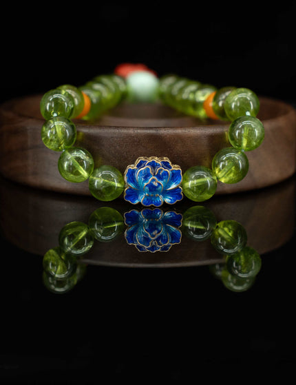 Lotus Bloom Peridot Bracelet-Karmasoul
