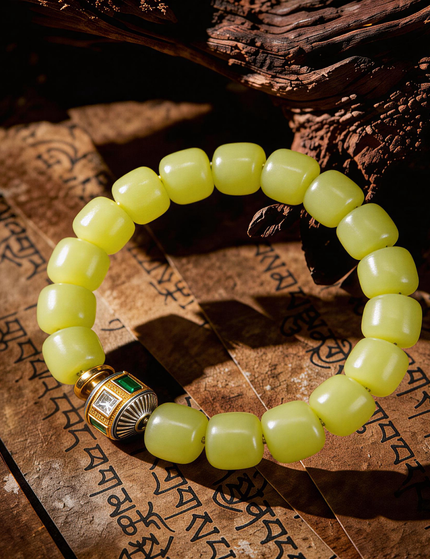 Olive Jade Turning-Bead Bracelet