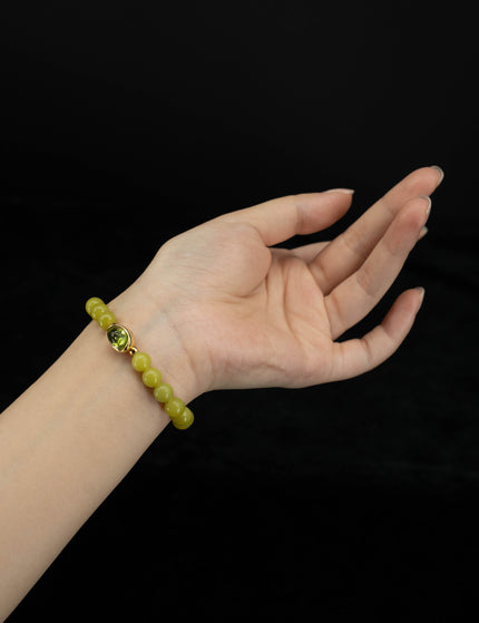 Peridot & Olive Jade Ingot Bracelet