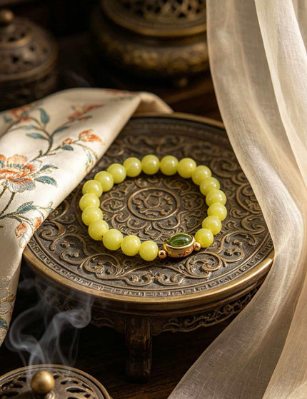 Peridot & Olive Jade Ingot Bracelet