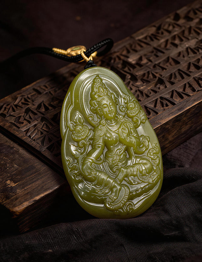Green Tara Healing Jade Pendant-Karmasoul