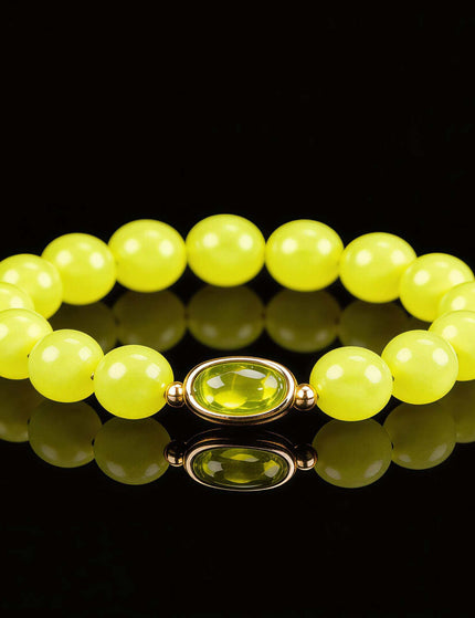 Peridot & Olive Jade Ingot Bracelet