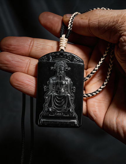 Wealth Guardian Black Jade Pendant