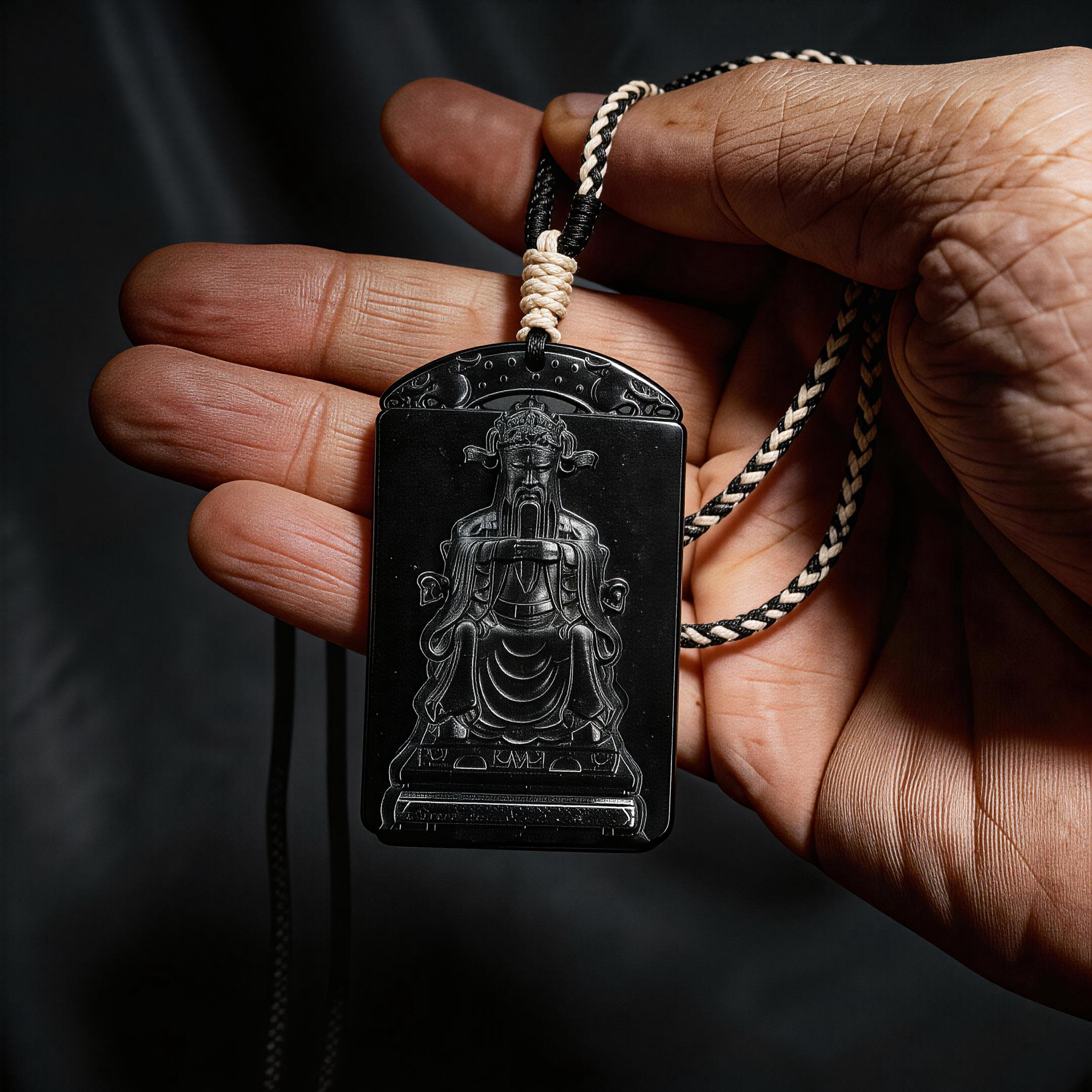 Wealth Guardian Black Jade Pendant-Karmasoul