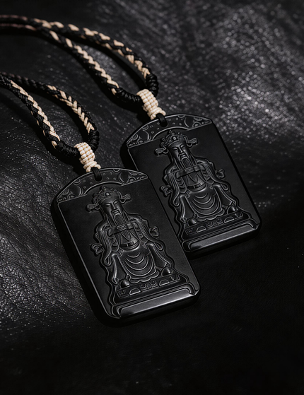 Wealth Guardian Black Jade Pendant