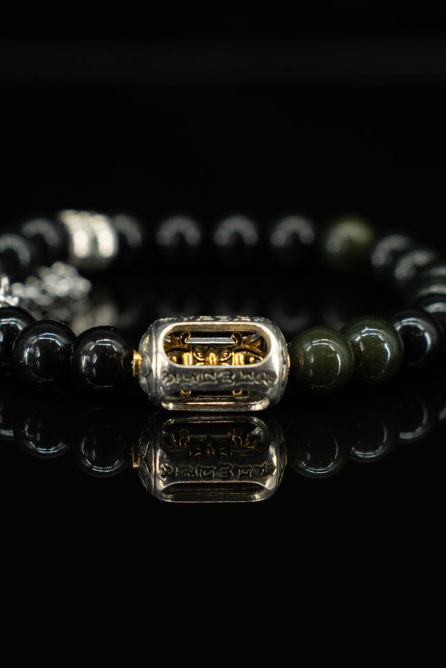 Black Jade Prayer Wheel Protection Bracelet-Karmasoul