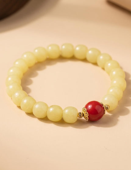 Red Agate & Jade Beaded Bracelet