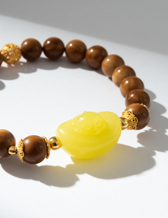 Olive Jade Ingot Accent Bracelet