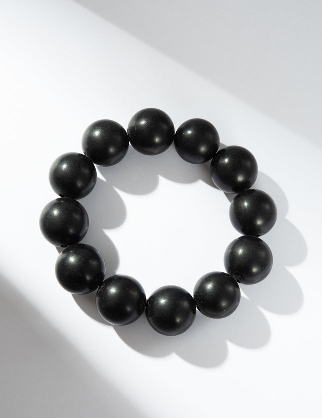 Black Jade Beaded Bracelet