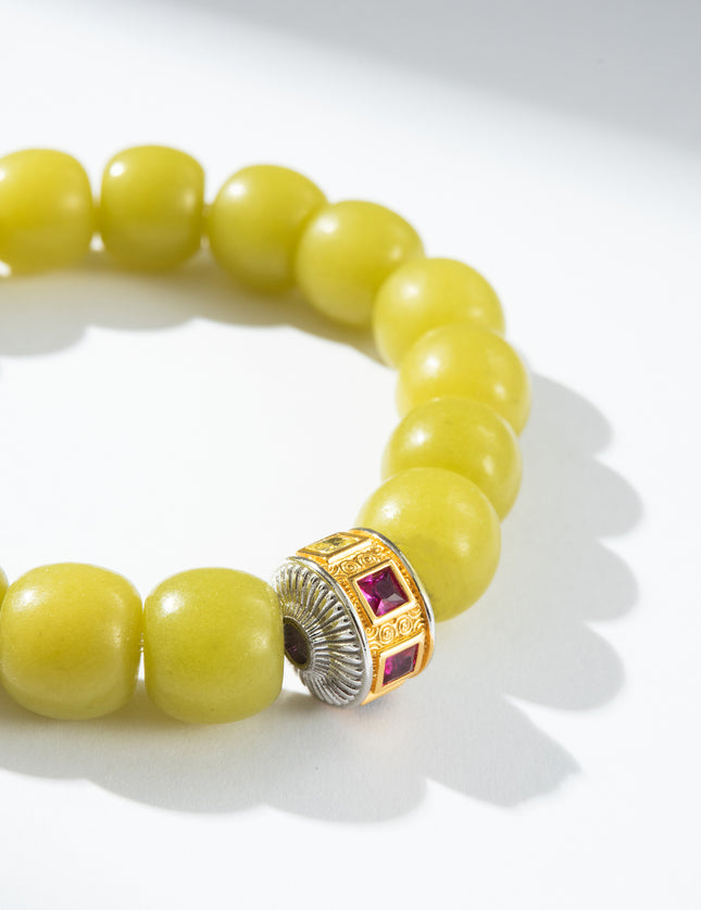 Olive Jade Turning-Bead Bracelet