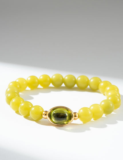 Peridot & Olive Jade Ingot Bracelet
