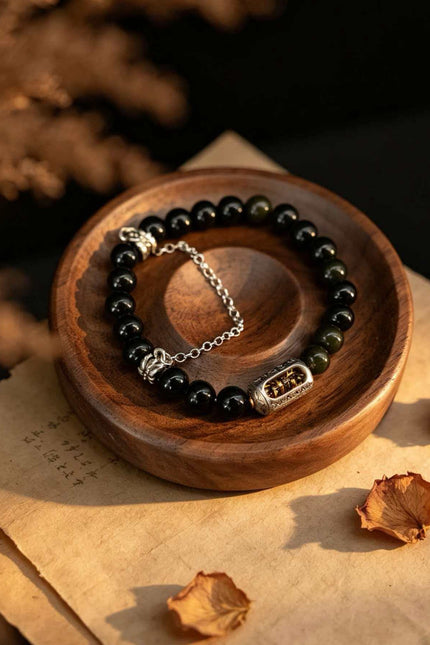 Black Jade Prayer Wheel Protection Bracelet-Karmasoul