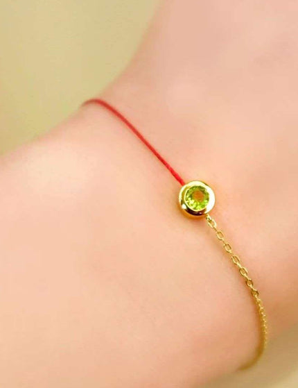 Peridot Red String Protection Bracelet-Karmasoul
