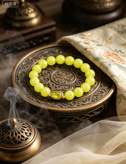 Peridot & Olive Jade Ingot Bracelet