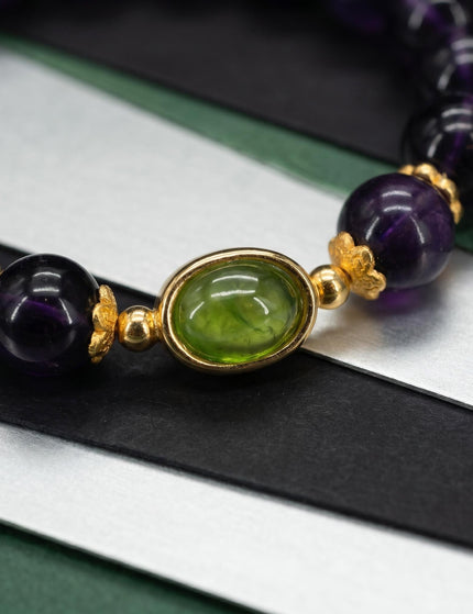 Peridot & Crystal Beaded Bracelet