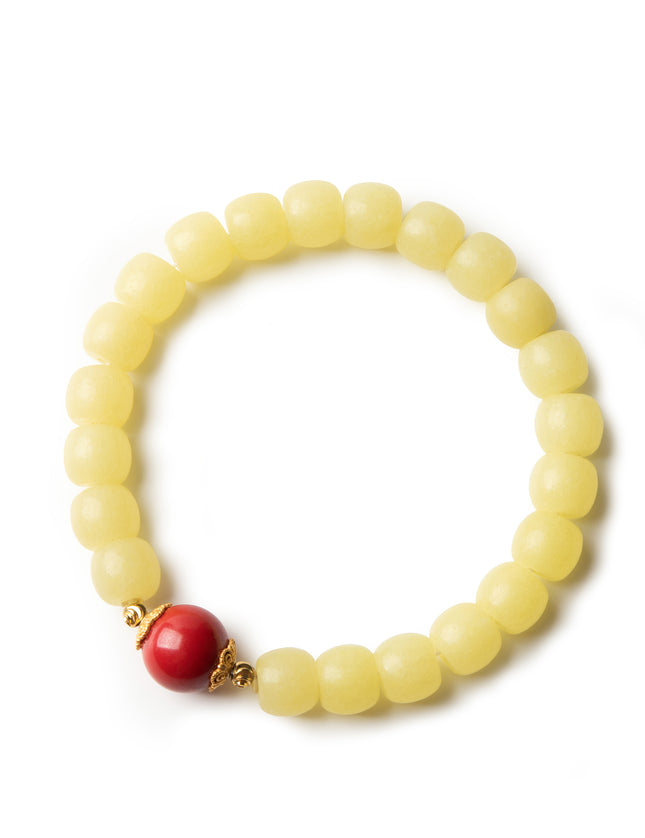 Red Agate & Jade Beaded Bracelet