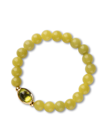 Peridot & Olive Jade Ingot Bracelet