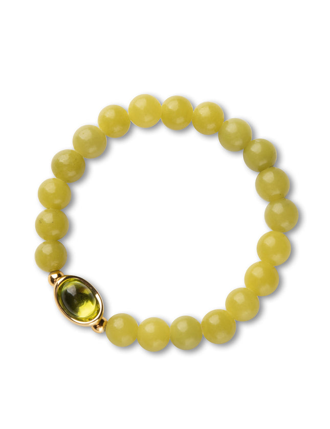 Peridot & Olive Jade Ingot Bracelet