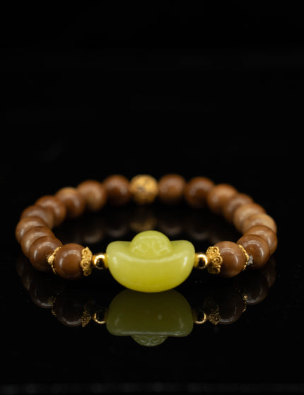 Olive Jade Ingot Accent Bracelet