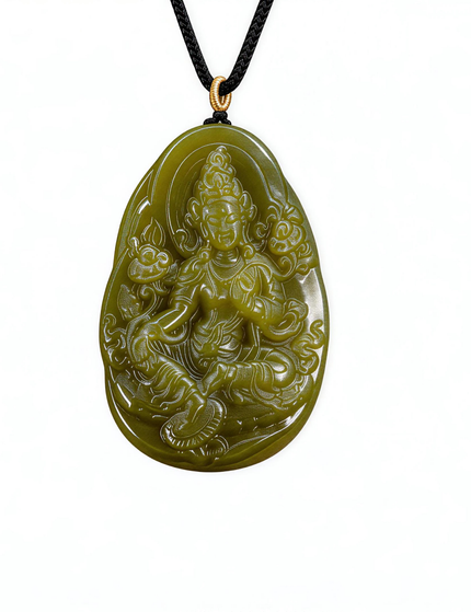 Green Tara Healing Jade Pendant