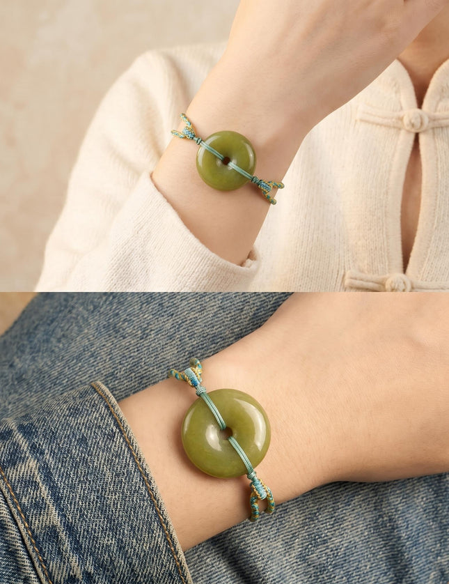 Olive Jade Peace Buckle Pendant