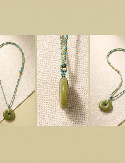 Olive Jade Peace Buckle Pendant
