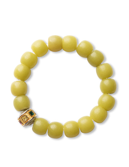 Olive Jade Turning-Bead Bracelet