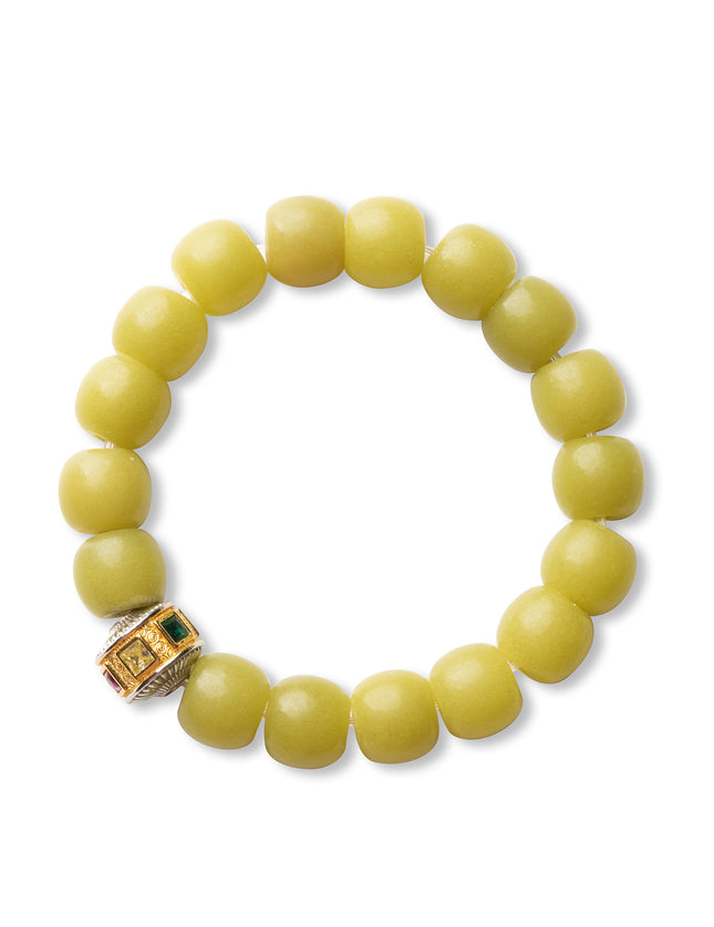Olive Jade Turning-Bead Bracelet