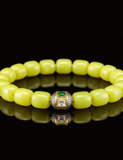Olive Jade Turning-Bead Bracelet
