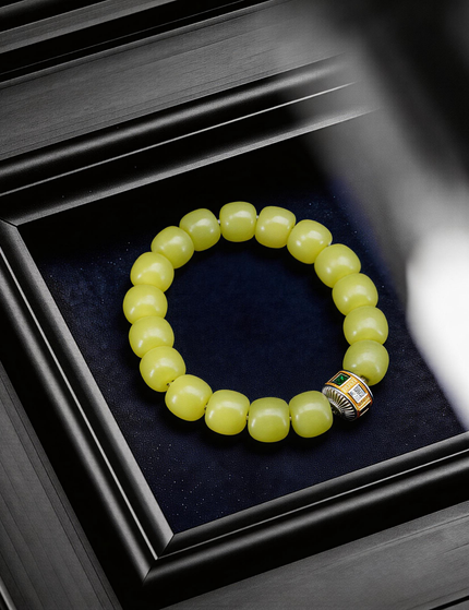Olive Jade Turning-Bead Bracelet