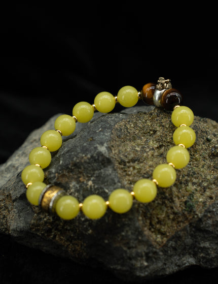 Ox zodiac jade bracelet detail on stone
