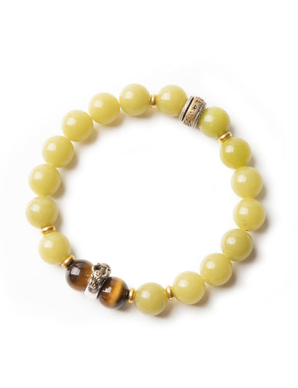 Ox zodiac jade bracelet on white